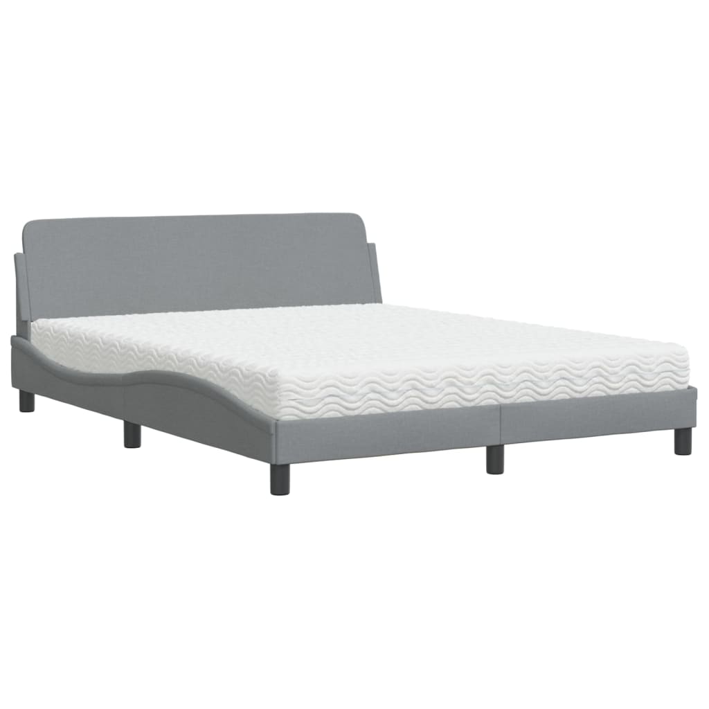 Bett mit Matratze "Dover" Hellgrau 160x200 cm Stoff