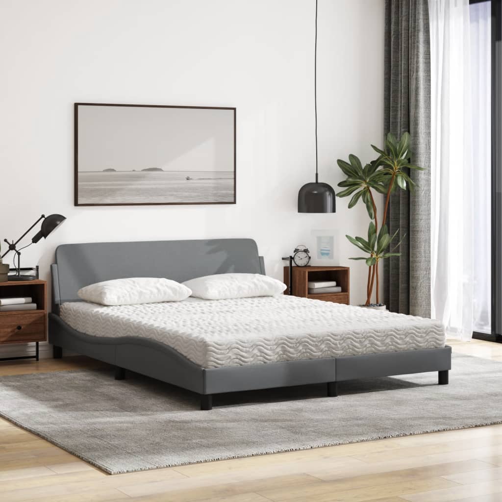Bett mit Matratze "Dover" Hellgrau 160x200 cm Stoff