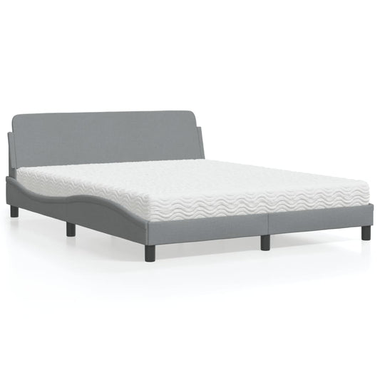 Bett mit Matratze "Dover" Hellgrau 160x200 cm Stoff