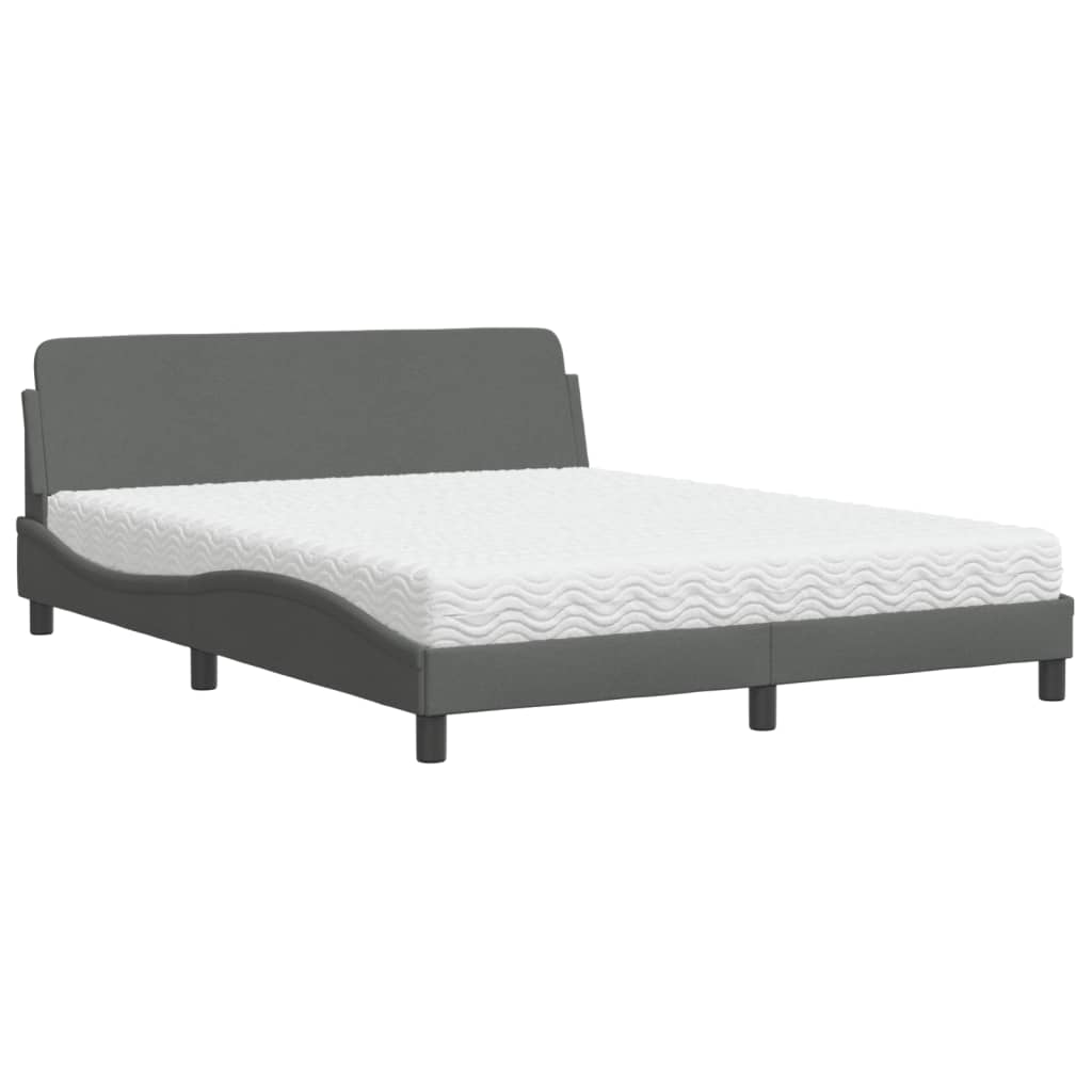 Bett mit Matratze "Dover" Dunkelgrau 160x200 cm Stoff