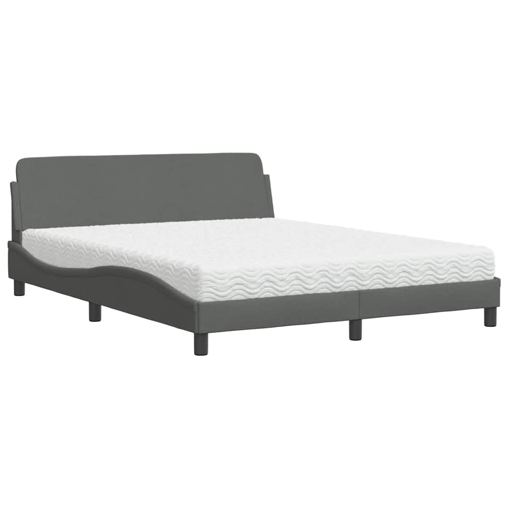 Bett mit Matratze "Dover" Dunkelgrau 160x200 cm Stoff