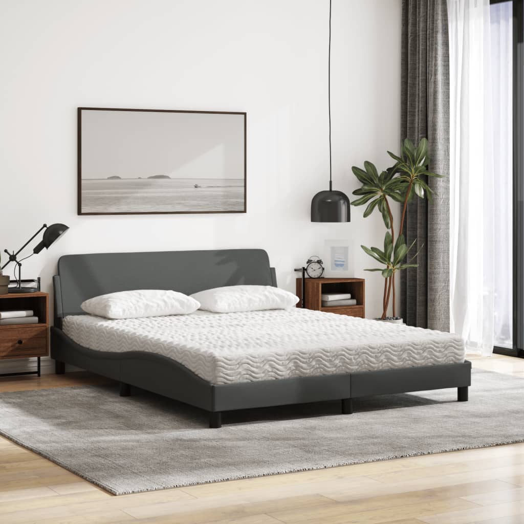Bett mit Matratze "Dover" Dunkelgrau 160x200 cm Stoff