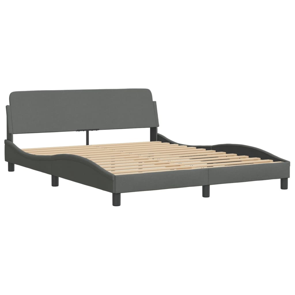Bett mit Matratze "Dover" Dunkelgrau 160x200 cm Stoff