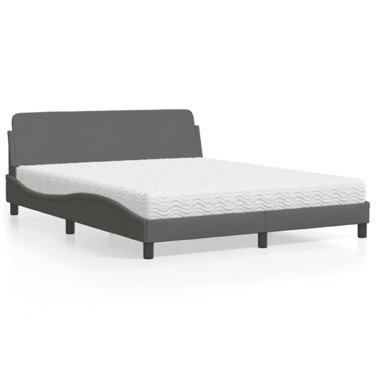 Bett mit Matratze "Dover" Dunkelgrau 160x200 cm Stoff