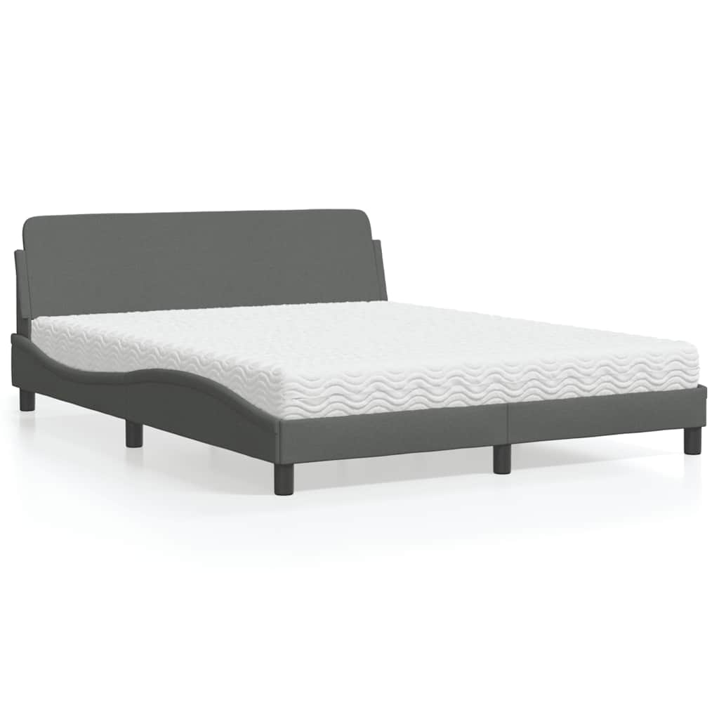 Bett mit Matratze "Dover" Dunkelgrau 160x200 cm Stoff