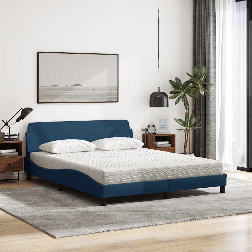 Bett mit Matratze "Dover" Blau 160x200 cm Stoff