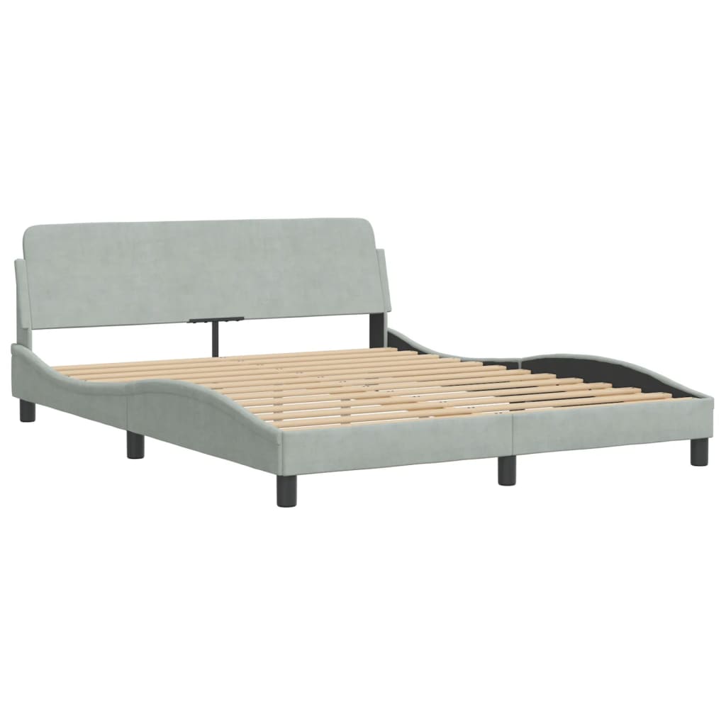Bett mit Matratze "Dover" Hellgrau 160x200 cm Samt