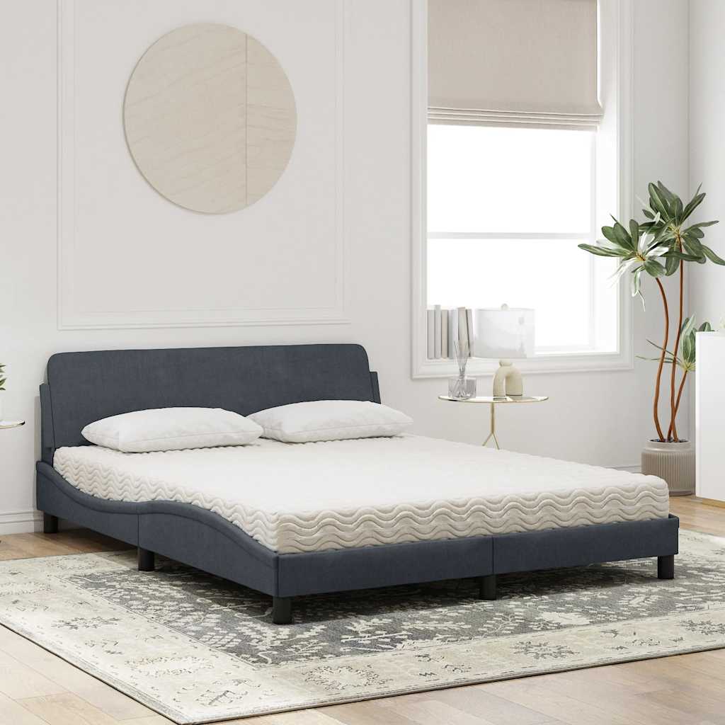 Bett mit Matratze "Dover" Dunkelgrau 160x200 cm Samt