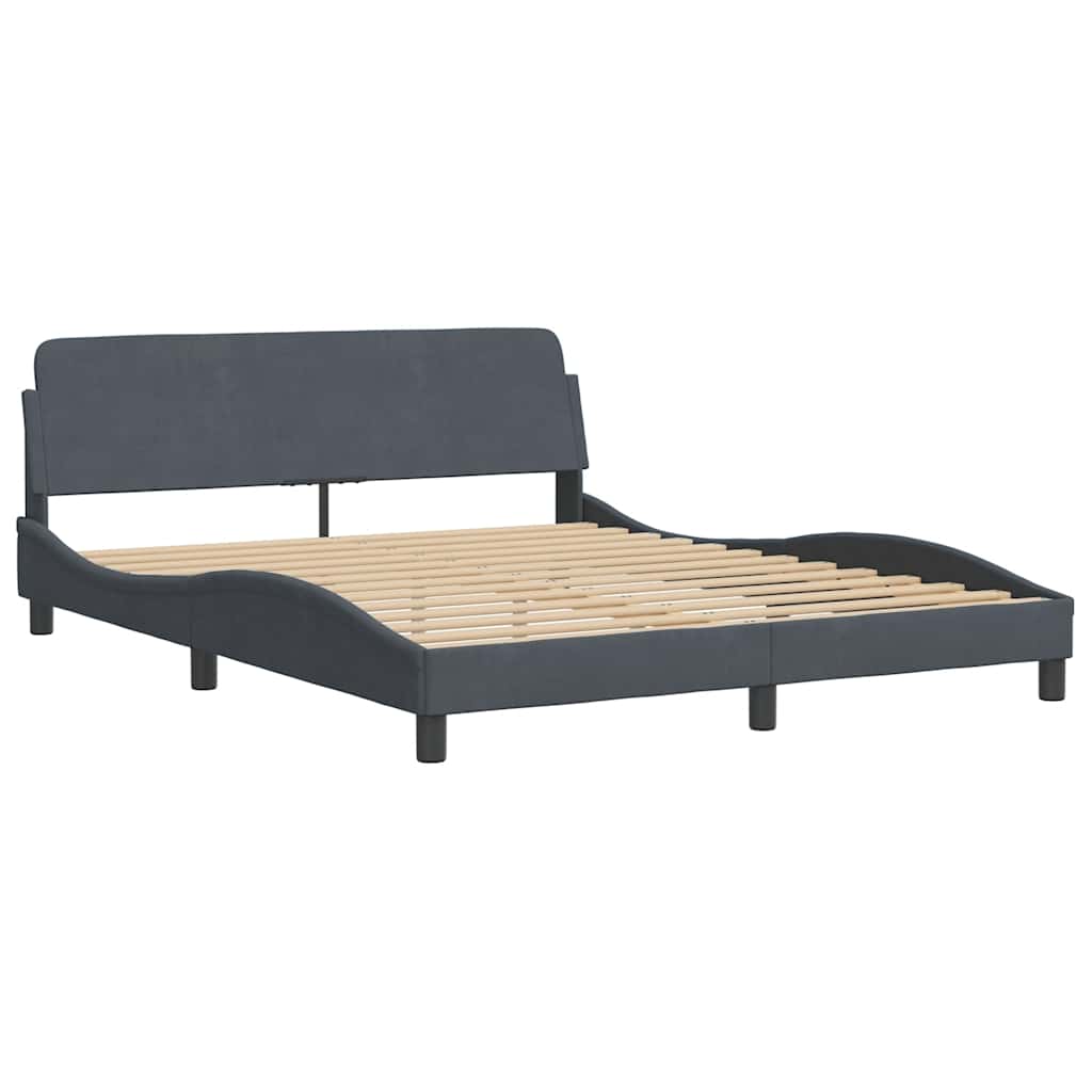 Bett mit Matratze "Dover" Dunkelgrau 160x200 cm Samt