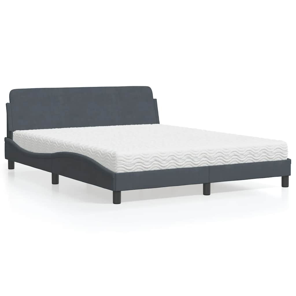 Bett mit Matratze "Dover" Dunkelgrau 160x200 cm Samt
