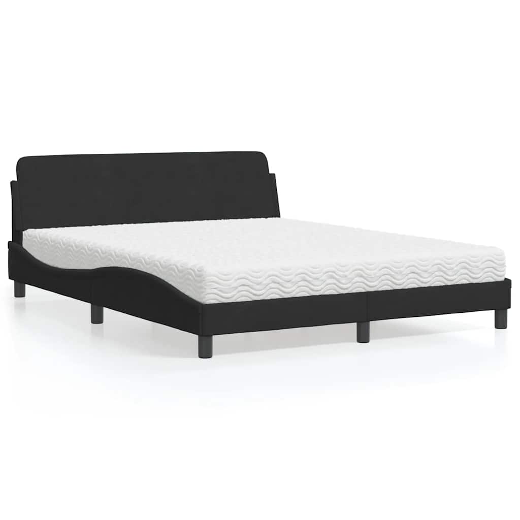 Bett mit Matratze "Dover" Schwarz 160x200 cm Samt