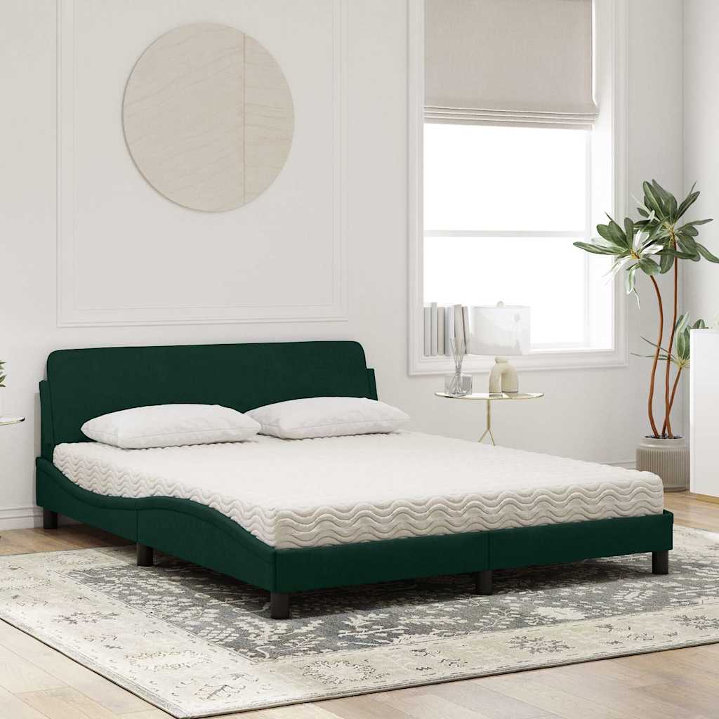 Bett mit Matratze "Dover" Dunkelgrün 160x200 cm Samt
