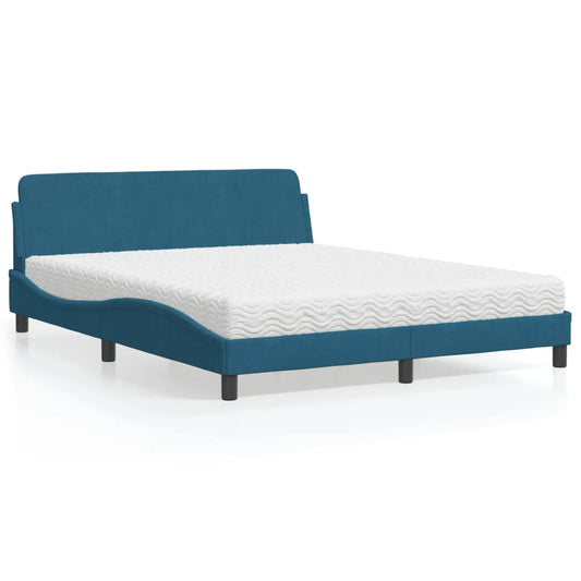 Bett mit Matratze "Dover" Blau 160x200 cm Samt