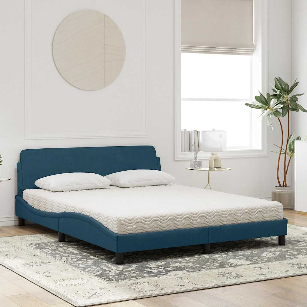 Bett mit Matratze "Dover" Blau 160x200 cm Samt
