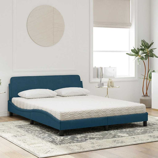 Bett mit Matratze "Dover" Blau 160x200 cm Samt