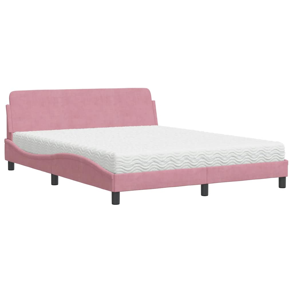 Bett mit Matratze "Dover" Rosa 160x200 cm Samt