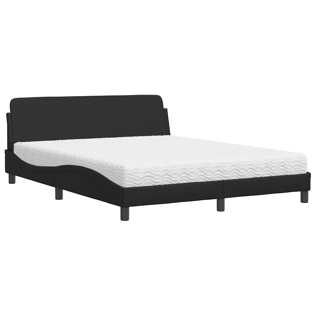 Bett mit Matratze "Dover" Schwarz 160x200 cm Kunstleder