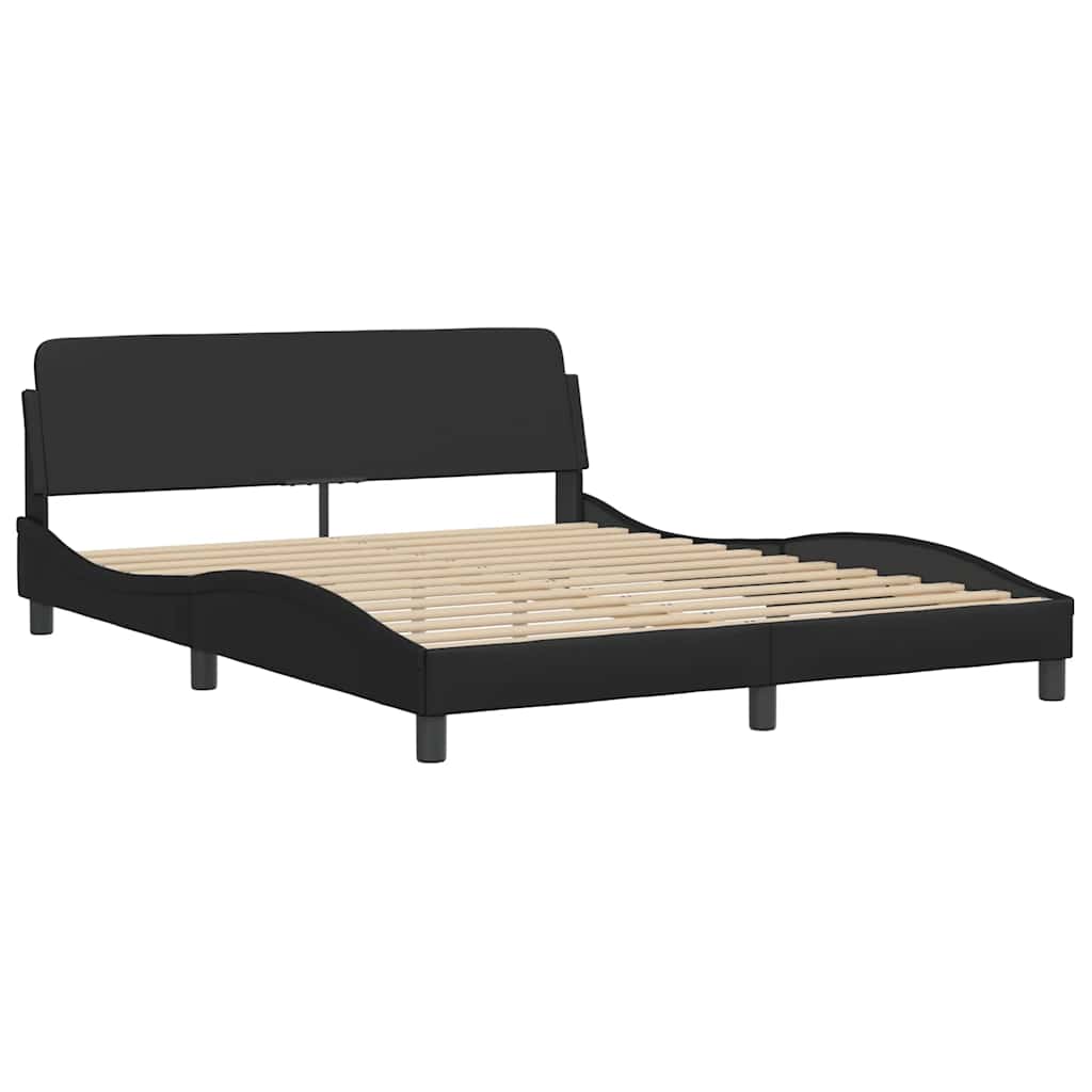 Bett mit Matratze "Dover" Schwarz 160x200 cm Kunstleder