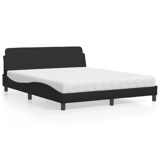 Bed with mattress black 160x200 cm artificial leather
