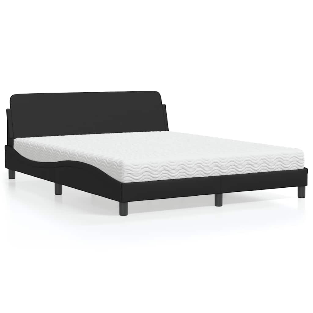 Bett mit Matratze "Dover" Schwarz 160x200 cm Kunstleder