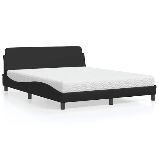 Bett mit Matratze "Dover" Schwarz 160x200 cm Kunstleder