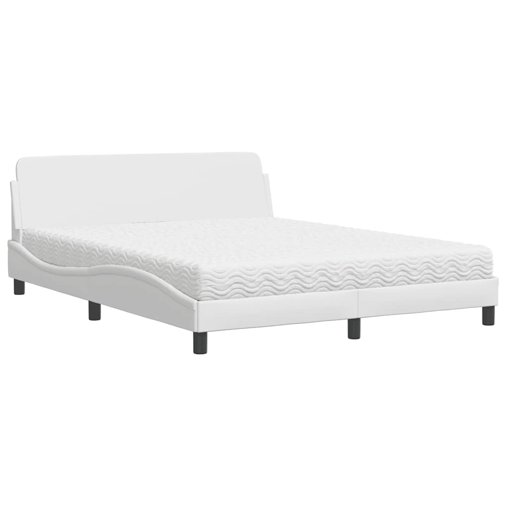 Bett mit Matratze "Dover" Weiß 160x200 cm Kunstleder