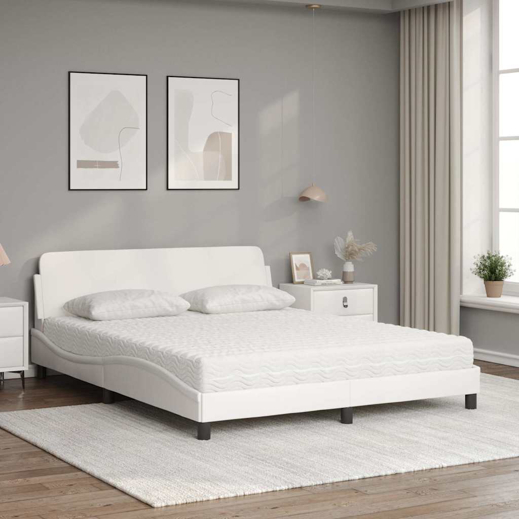 Bett mit Matratze "Dover" Weiß 160x200 cm Kunstleder