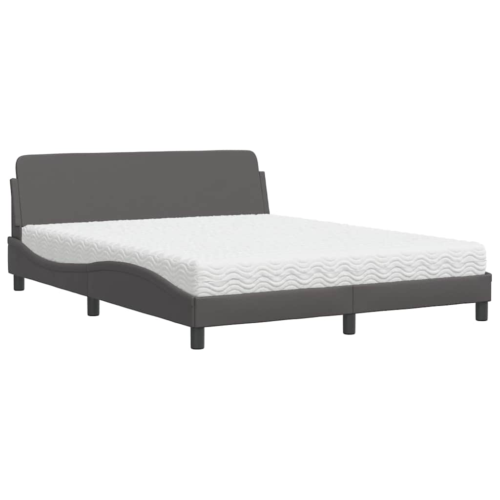 Bett mit Matratze "Dover" Grau 160x200 cm Kunstleder