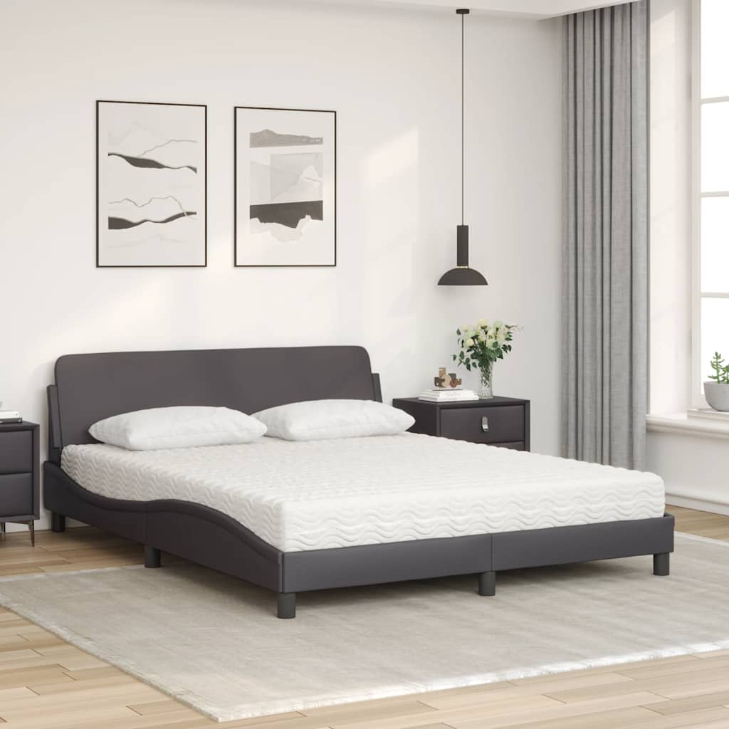 Bett mit Matratze "Dover" Grau 160x200 cm Kunstleder