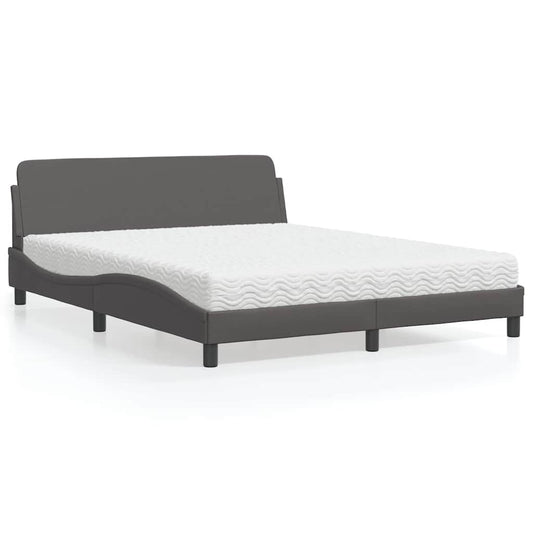 Bett mit Matratze "Dover" Grau 160x200 cm Kunstleder