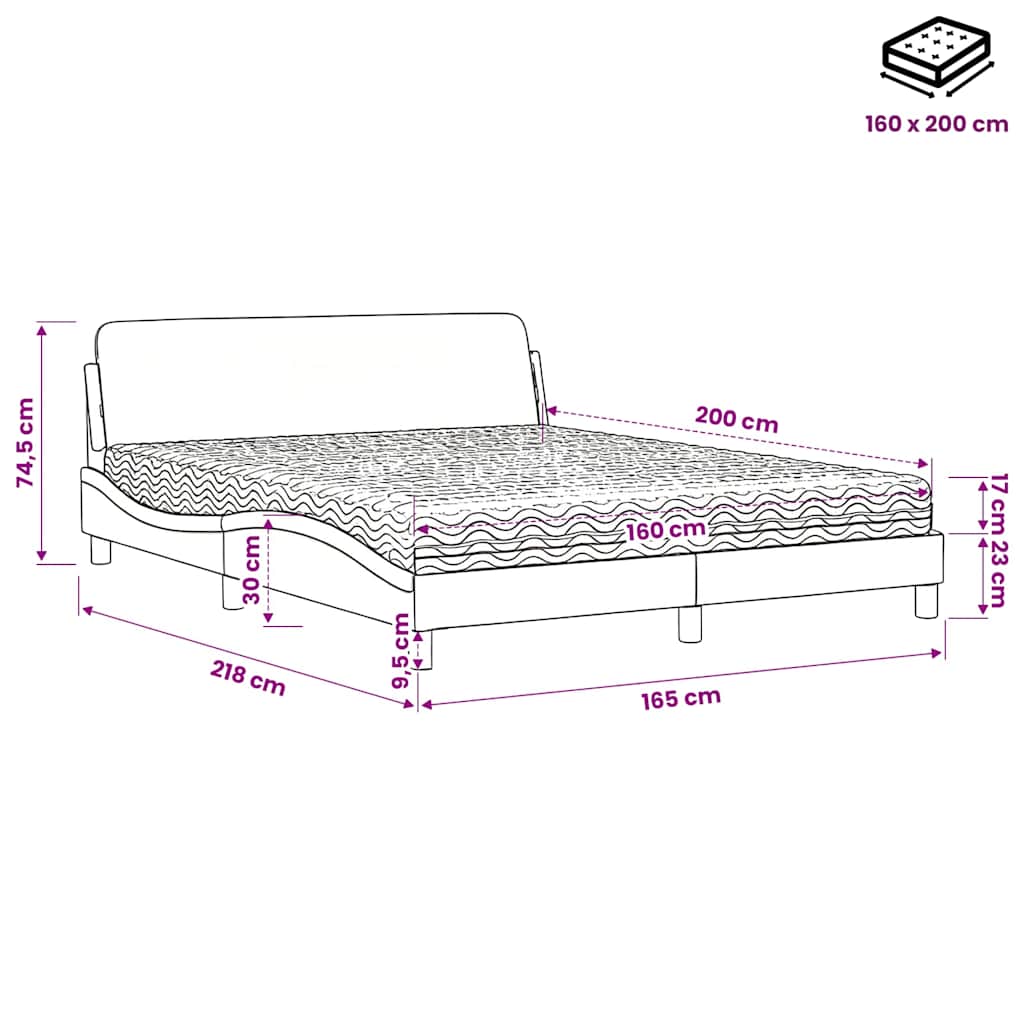 Bett mit Matratze "Dover" Cappuccino-Braun 160x200 cm Kunstleder