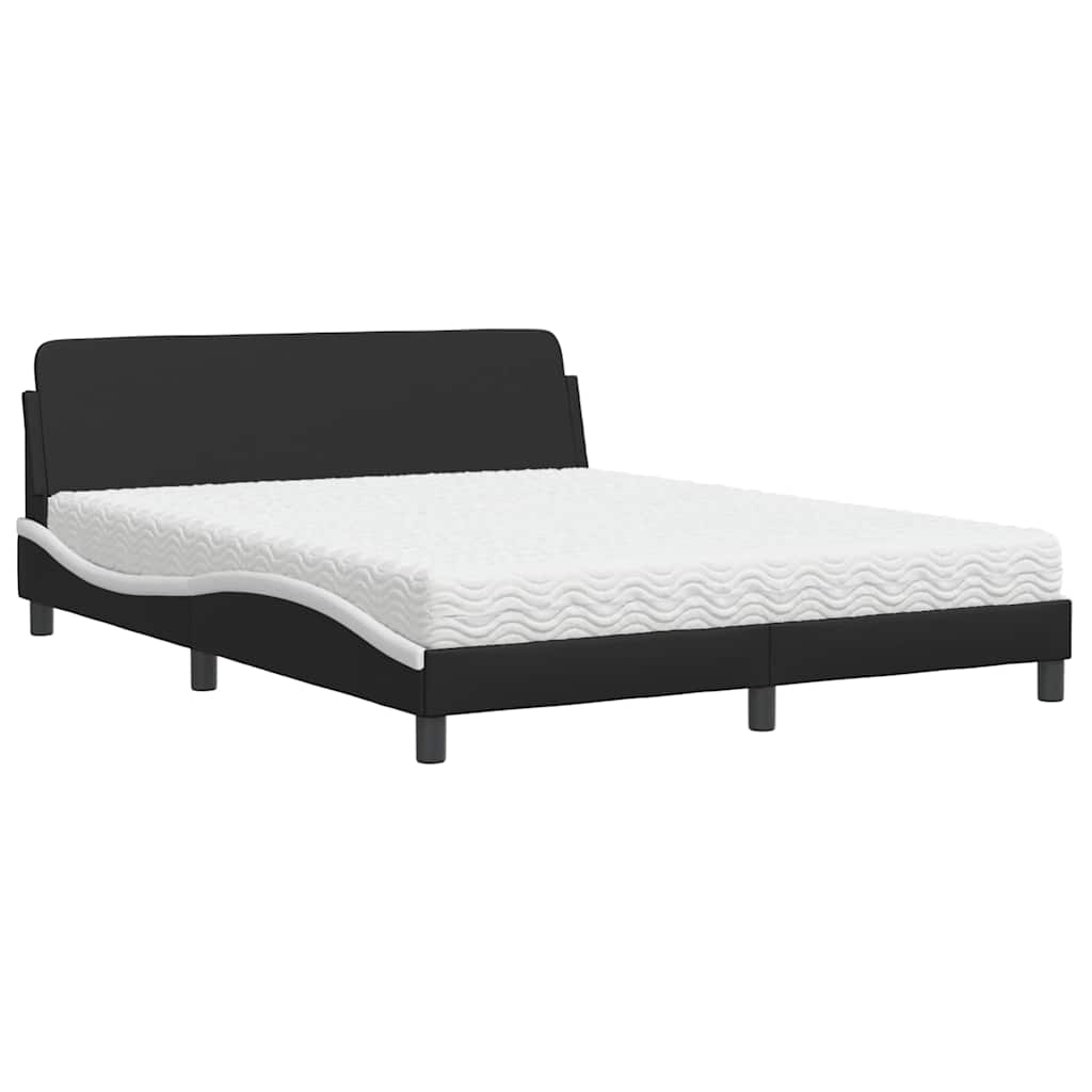 Bett mit Matratze "Dover" Schwarz und Weiß 160x200 cm Kunstleder