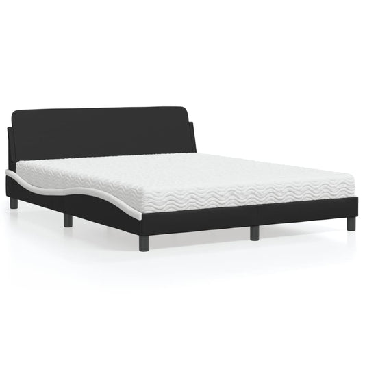Bett mit Matratze "Dover" Schwarz und Weiß 160x200 cm Kunstleder