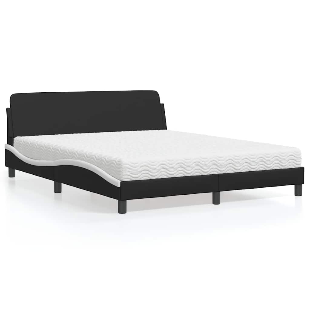Bett mit Matratze "Dover" Schwarz und Weiß 160x200 cm Kunstleder