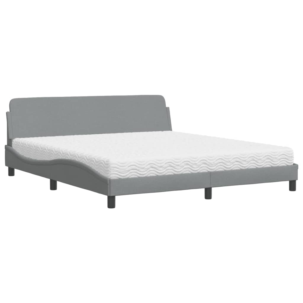 Bett mit Matratze "Dover" Hellgrau 180x200 cm Stoff
