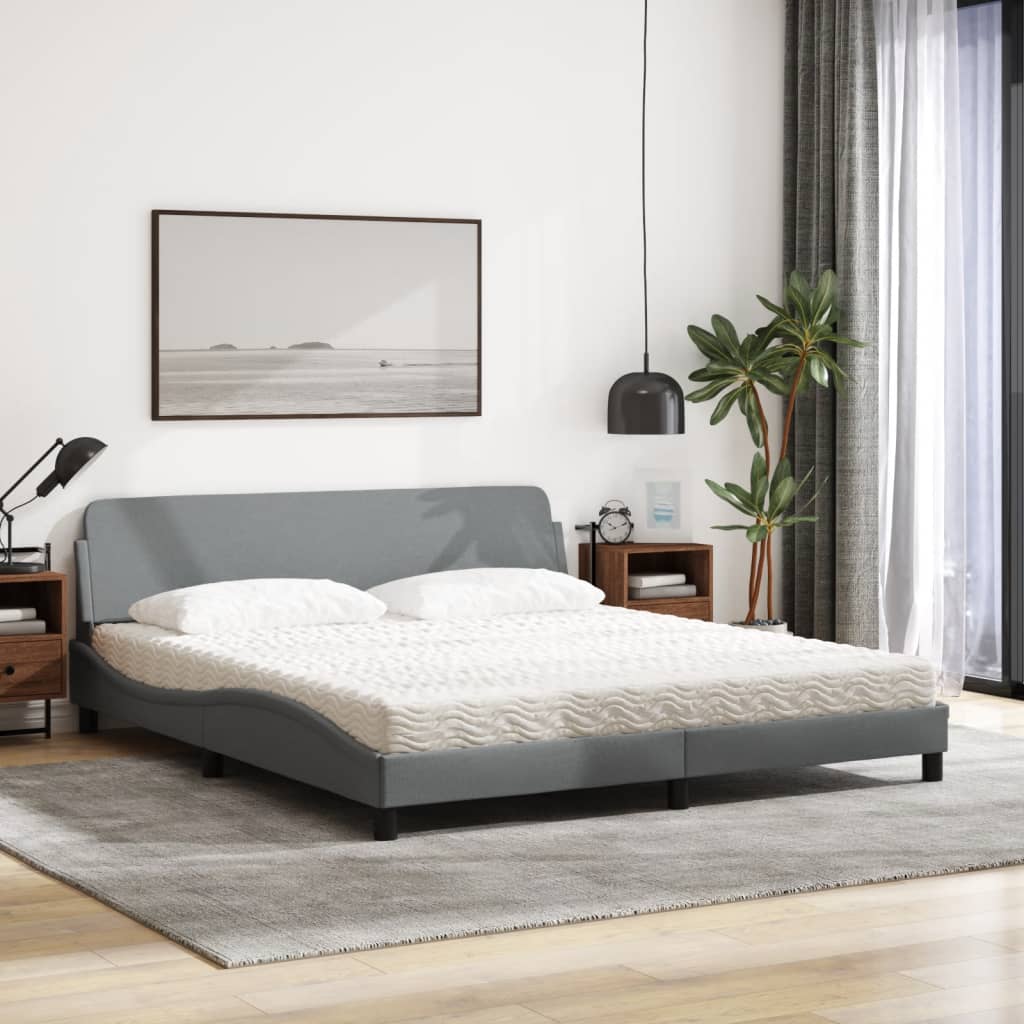 Bett mit Matratze "Dover" Hellgrau 180x200 cm Stoff