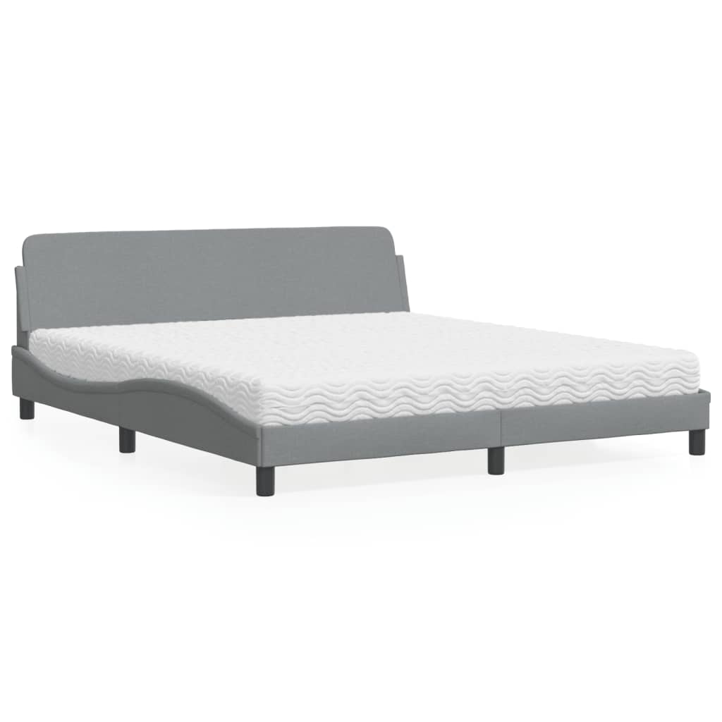 Bett mit Matratze "Dover" Hellgrau 180x200 cm Stoff