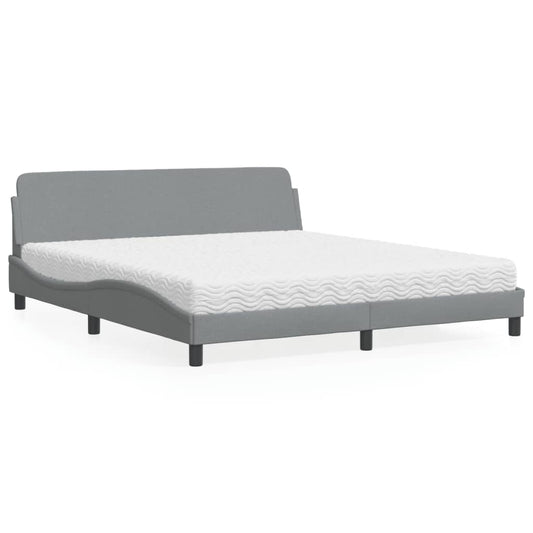 Bett mit Matratze "Dover" Hellgrau 180x200 cm Stoff