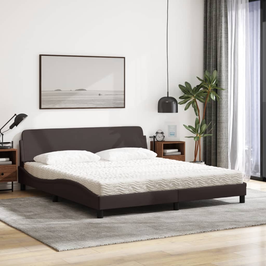 Bett mit Matratze "Dover" Dunkelbraun 180x200 cm Stoff