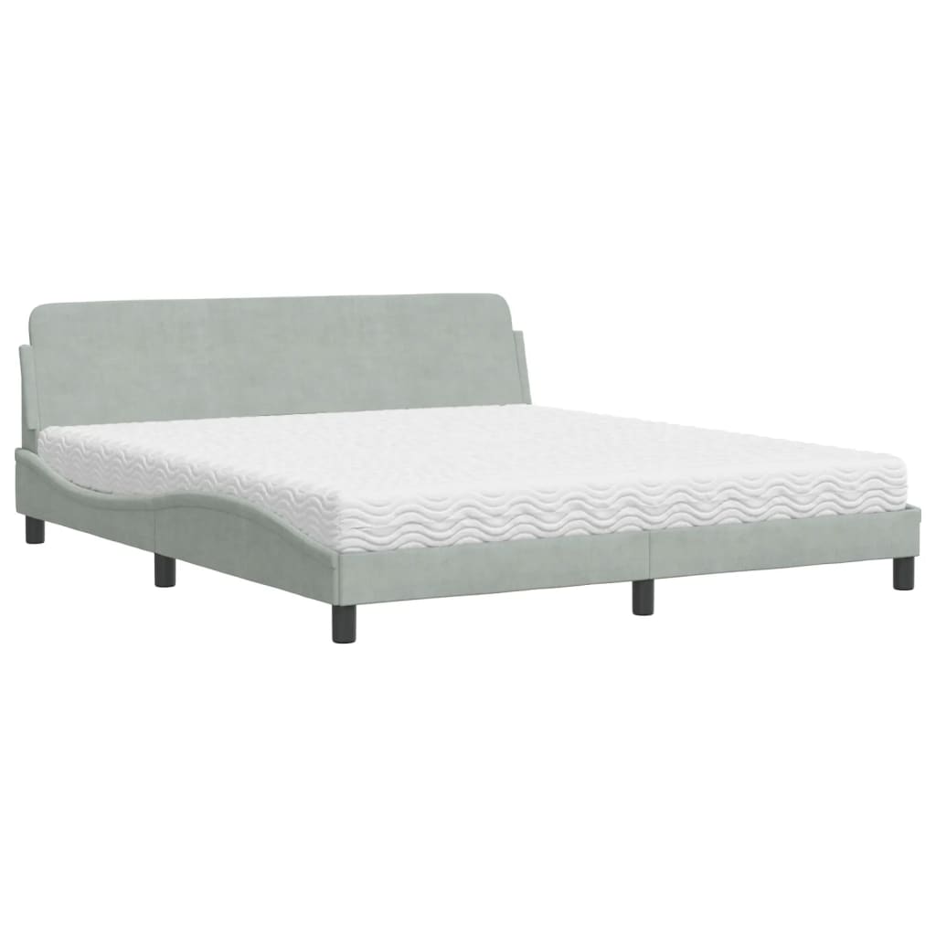 Bett mit Matratze "Dover" Hellgrau 180x200 cm Samt
