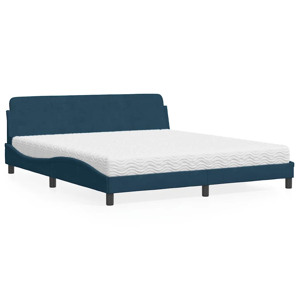 Bett mit Matratze "Dover" Blau 180x200 cm Samt