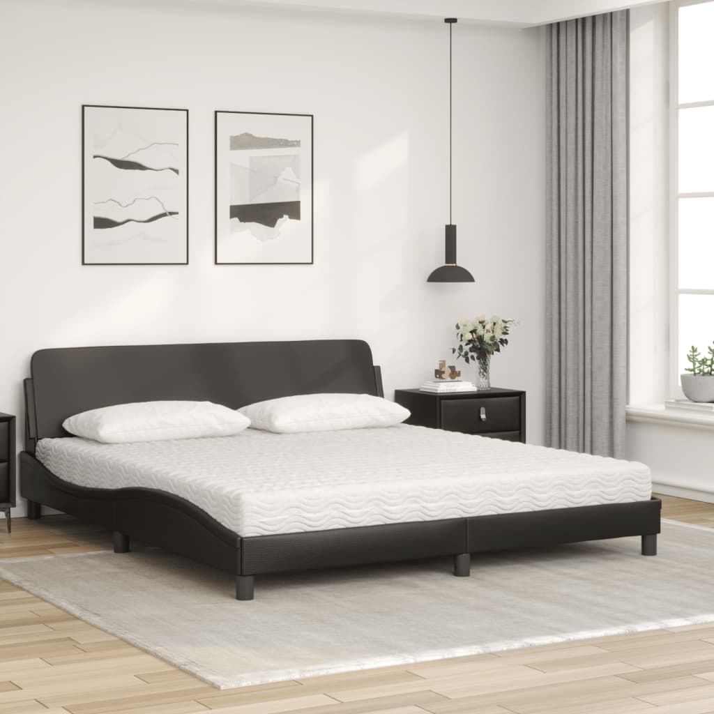 Bett mit Matratze "Dover" Schwarz 180x200 cm Kunstleder