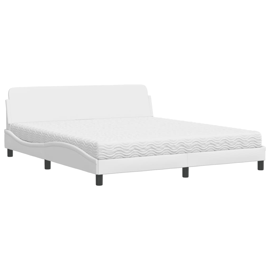 Bett mit Matratze "Dover" Weiß 180x200 cm Kunstleder