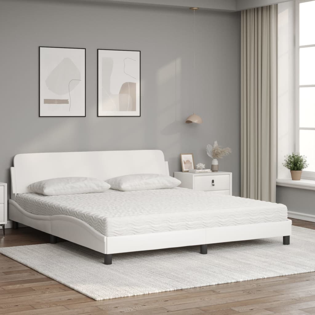 Bett mit Matratze "Dover" Weiß 180x200 cm Kunstleder