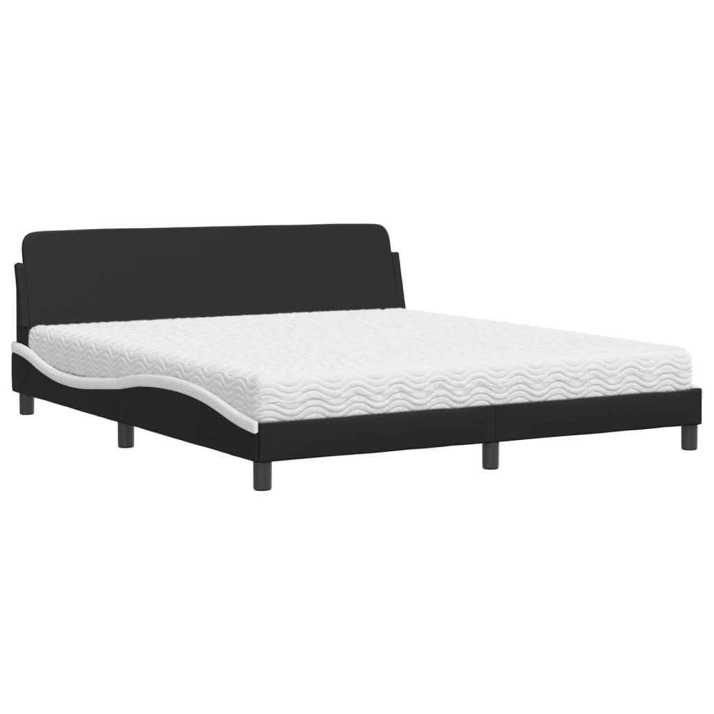 Bett mit Matratze "Dover" Schwarz und Weiß 180x200 cm Kunstleder