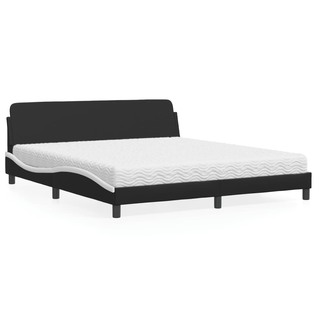 Bett mit Matratze "Dover" Schwarz und Weiß 180x200 cm Kunstleder