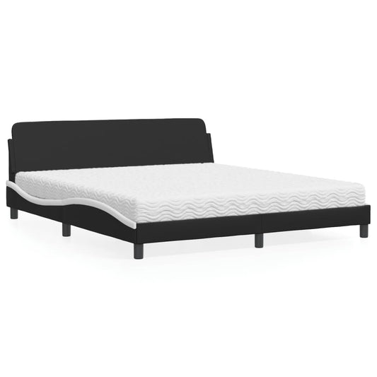 Bett mit Matratze "Dover" Schwarz und Weiß 180x200 cm Kunstleder