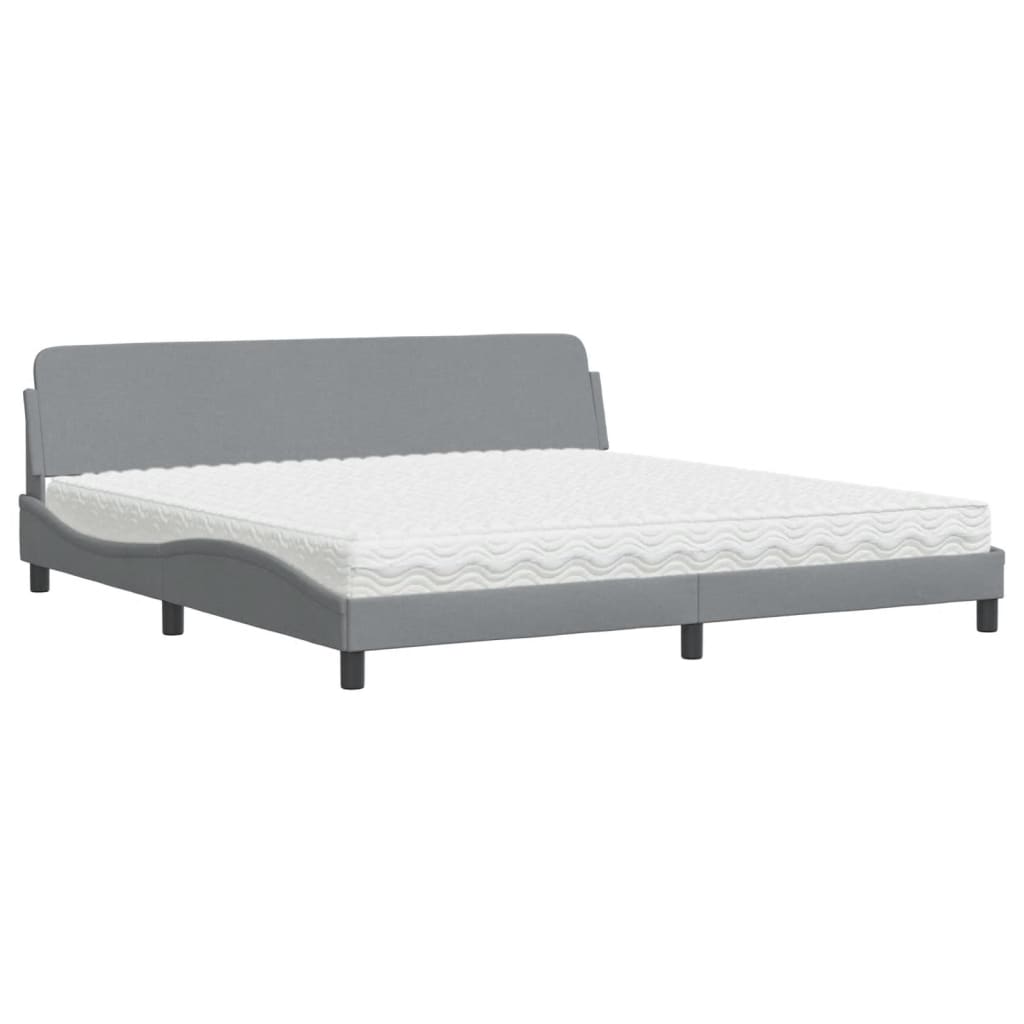 Bett mit Matratze "Dover" Hellgrau 200x200 cm Stoff
