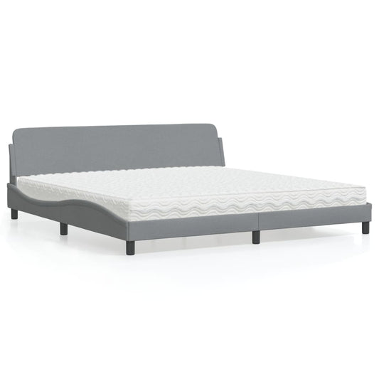 Bett mit Matratze "Dover" Hellgrau 200x200 cm Stoff