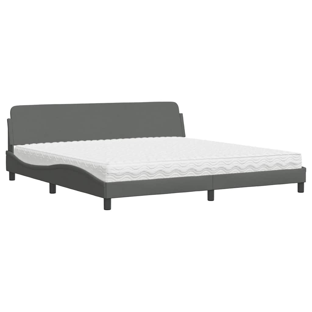 Bett mit Matratze "Dover" Dunkelgrau 200x200 cm Stoff